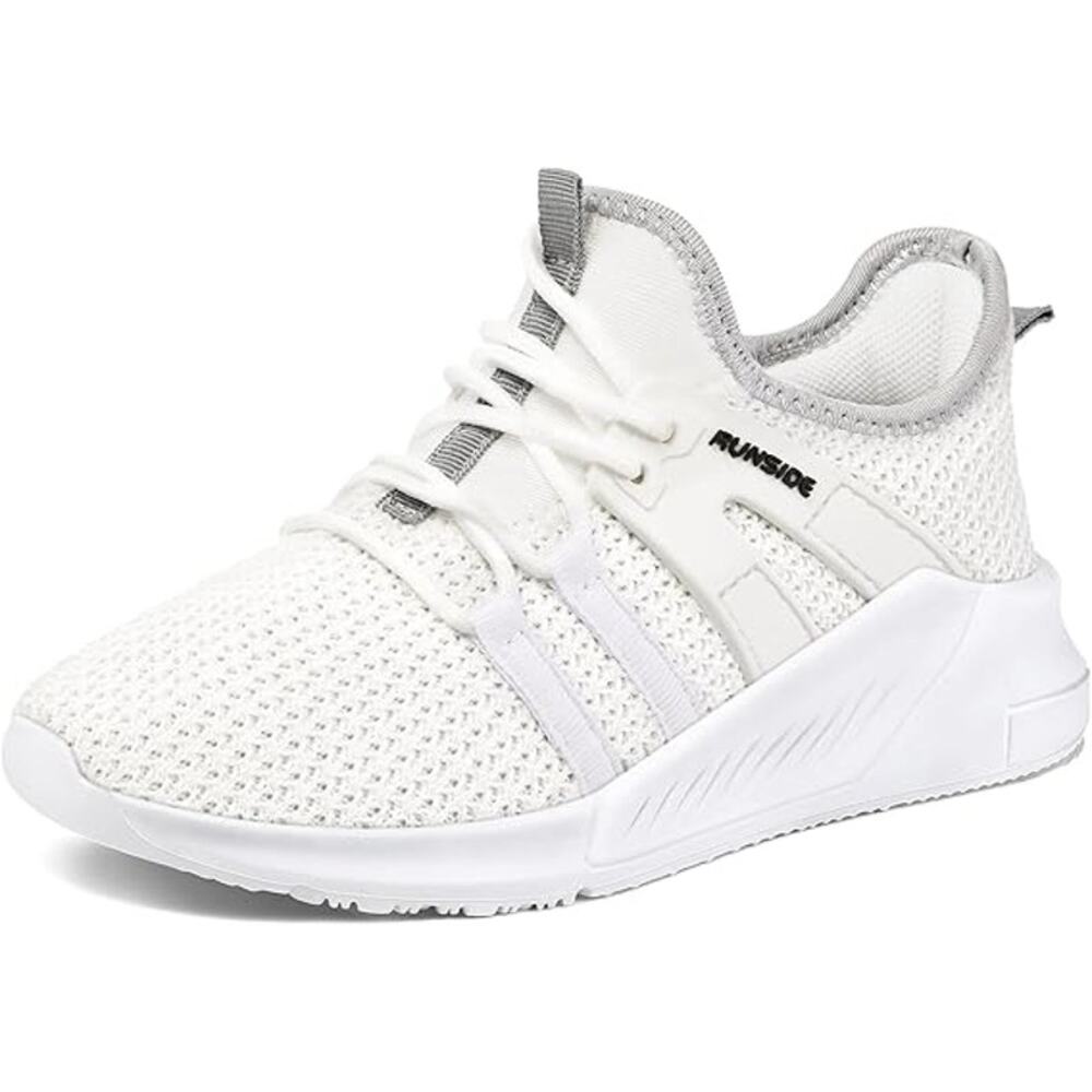 Runside Big Girls Size 1 White Mesh Lace Up Lightweight Breathable Sneaker Shoes